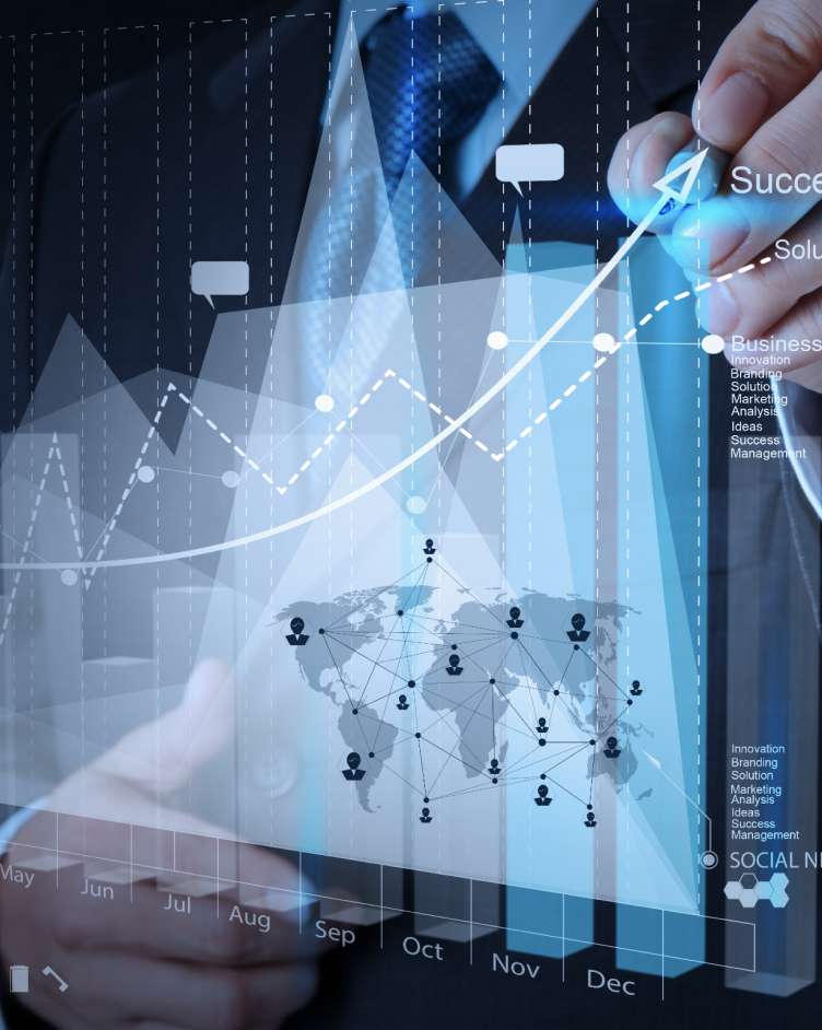 technology-inspired image that shows a marketing professional drawing a chart