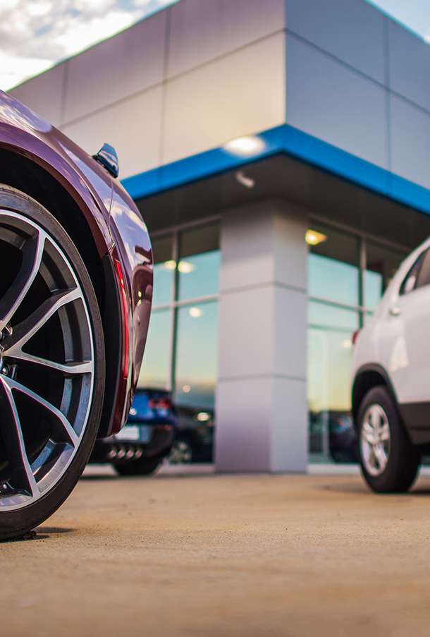 cars at a car dealership
