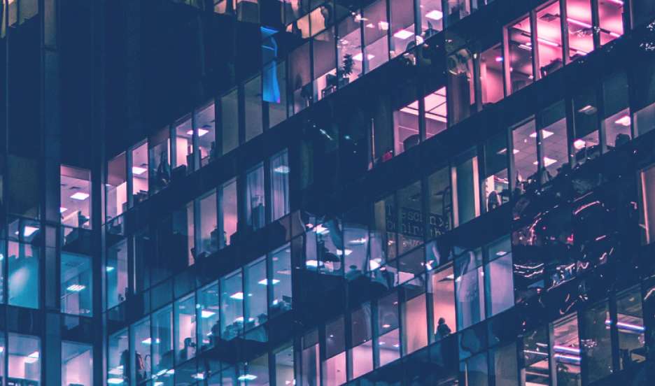 an office building at night in Memphis, Tennessee
