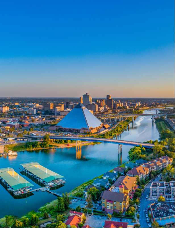 aerial photo of downtown Memphis Tennessee